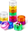 Sieral 7 jours Stackable Pill Organizers 7 Compartiments Round Pill Boxes Tower Weekly Vitamine Individual Storage Containers Travel Cases with Lids for Mediciations, Vitamines and Supplements(2 Sets)