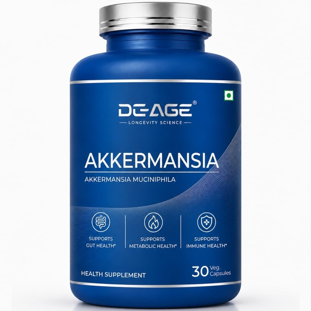 DeAge Akkermansia Muciniphila 150mg | Next-Gen Probiotic for Gut Health & Microbiome Support | Supports Healthy Metabolism & Inflammatory Response | GMP Certified, Plant-Based | 30 Veg Capsules