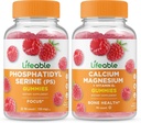 Phosphatidylsérine (PS) durable + magnésium de calcium, bundle de gommes - Grande dégustation, supplément de vitamine, sans gluten, sans OGM, gomme à mâcher