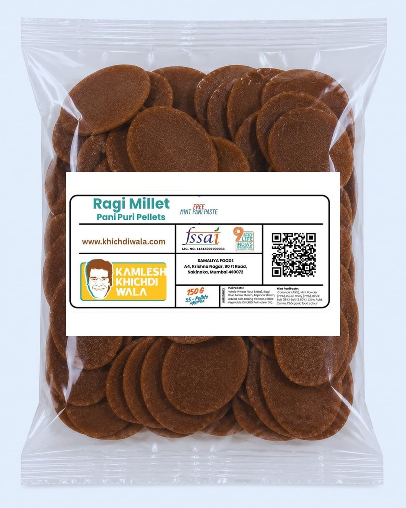 Ragi Pani Puri Pellets Pack of 3 (150gm) with Mint Paste | Air Fryer Friendly | Low Oil/Zero Oil Option | Ready to Fry or Air Fry | Millet Golgappa | No Maida | Healthy Snack