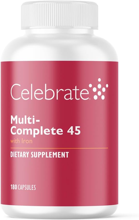 Célébrez les vitamines Multi-Complete, 45 mg de fer – Multivitamine bariatrique quotidienne pour les patients atteints de gastrectomie à manches longues et de chirurgie gastrique – Vitamines et minéraux essentiels (180 capsules)