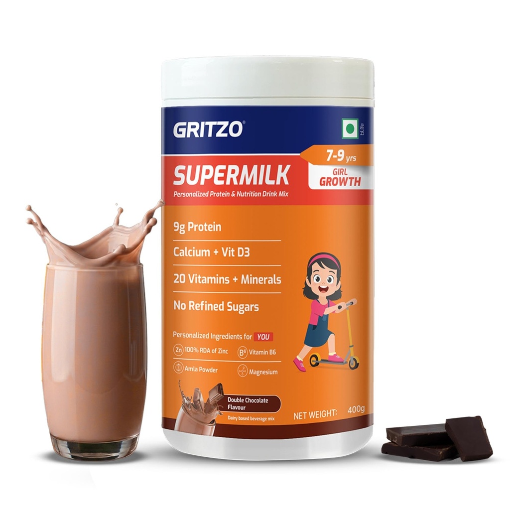 Gritzo SuperMilk Growth (7-9y Girl), Double Chocolate, 400g