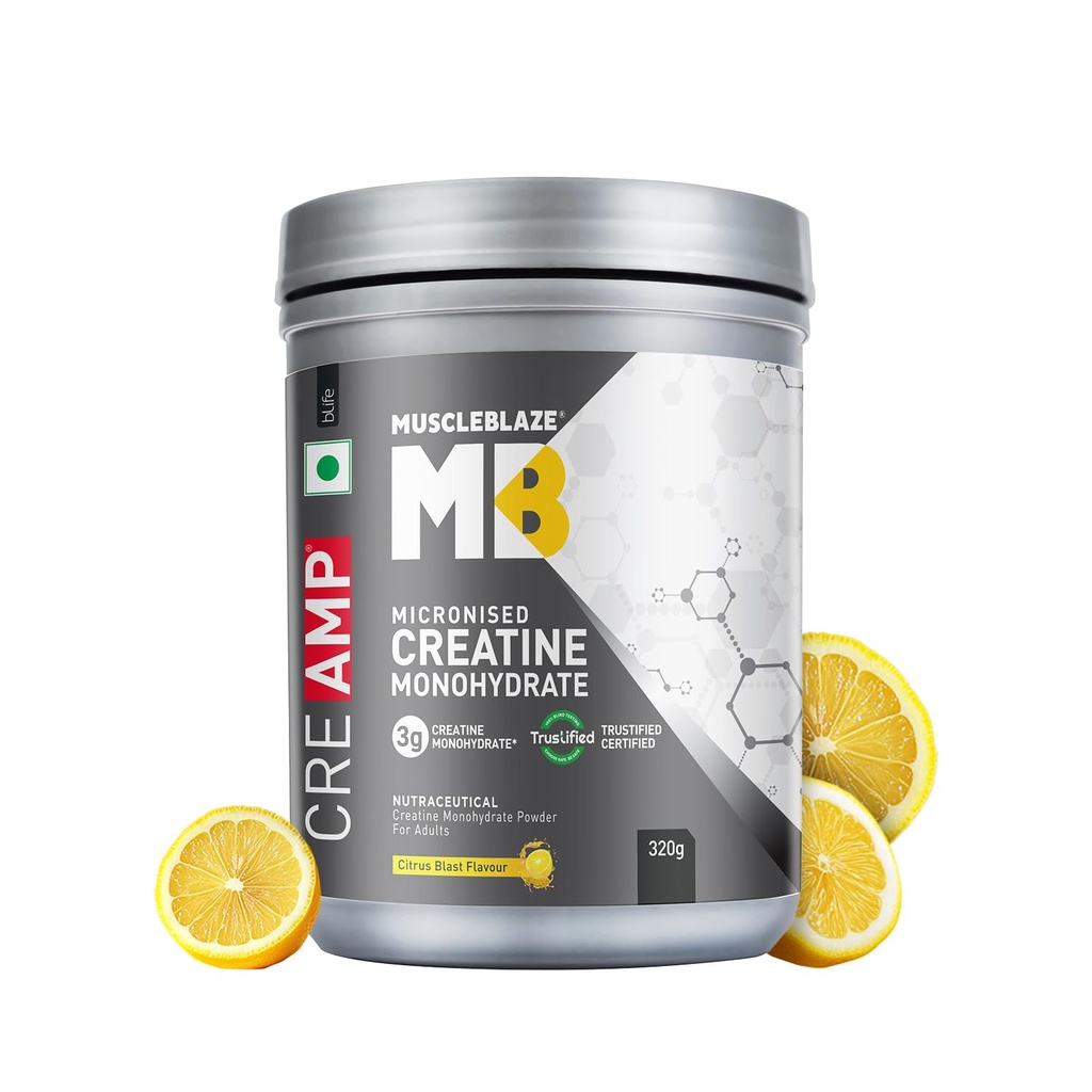 MuscleBlaze Micronised Creatine Monohydrate CreAMP Powder, 320g