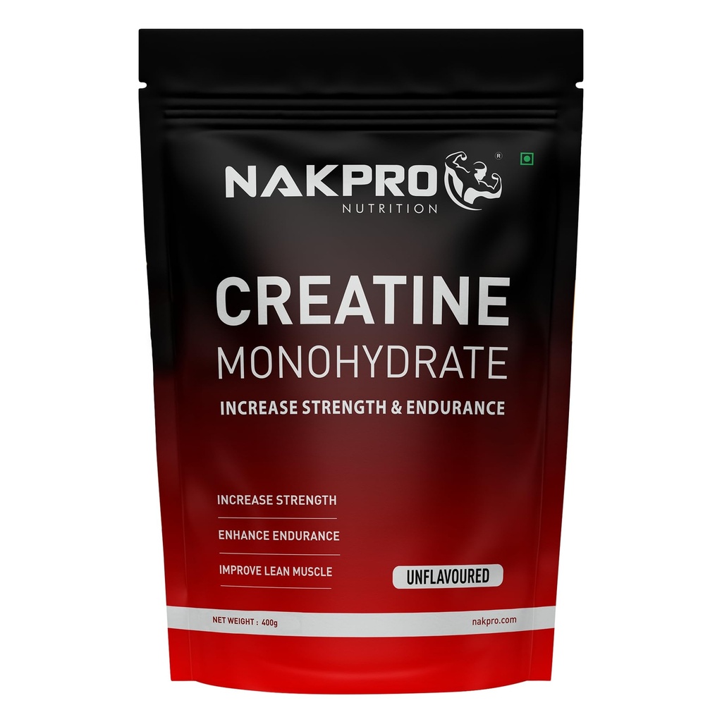 NAKPRO NUTRITION Micronised Creatine Monohydrate | 400g (133 Servings) | Unflavoured | Trustified Certified | Rapid Absorption Pre/Post Workout