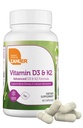 Zahler Vitamine D3 5000 UI K2 - Vitamine avancée D3 K2 Formule - Densité osseuse et absorption de calcium - Végétarien kosher MK7 Vitamine K2 D3 Supplément vitaminique - VIT D3 K2, Vitamine D K2 (60 capsules)