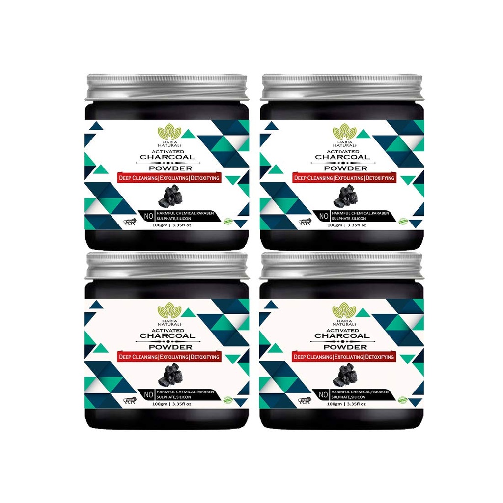 100% Pura And Naturals Activated Charcoal Powder 100 gms (Pack of 4) 400gms