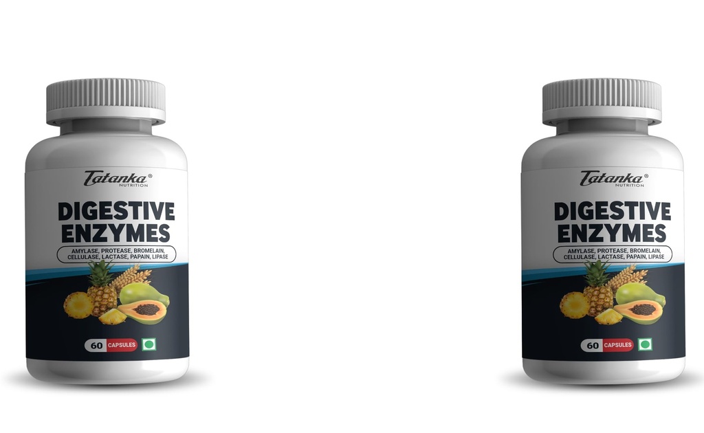 Digestive Enzymes Capsules I MULTI ENZYMES FORMULA TO MAXIMIZE THE NUTRIENTS UPTAKE| 60 Capsules Pack of - 2