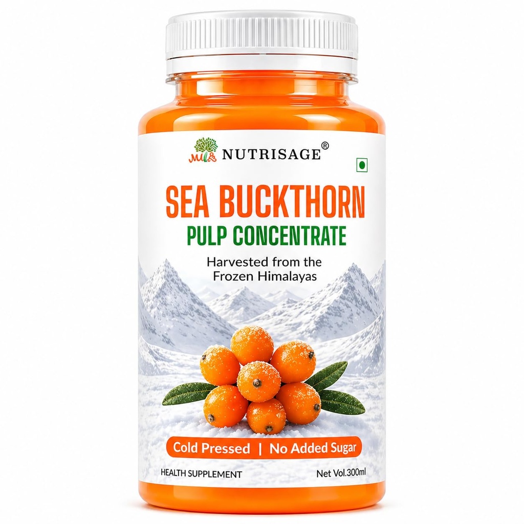 Sea Buckthorn Pulp Concentrate | Cold Pressed Himalayan Superfruit | Rich in Omega 3,6,7,9 & Vitamin C | No Added Sugar | Antioxidant Rich Daily Wellness Drink | 300ml