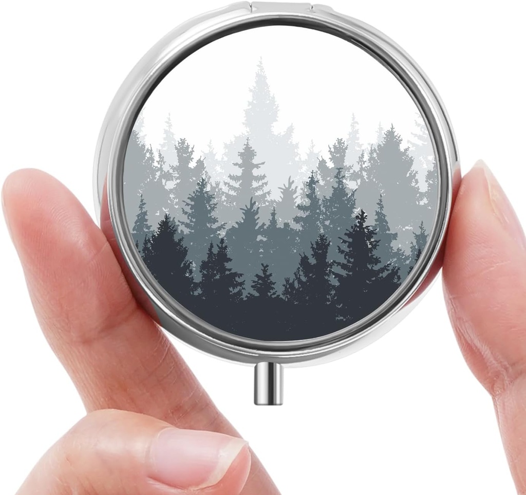 Mini boîte à pilules, petite boîte à pilules, boîte à pilules portable, organisateur mignon de pilules pour les vitamines, médicaments, huile de poisson et suppléments (Woodland)