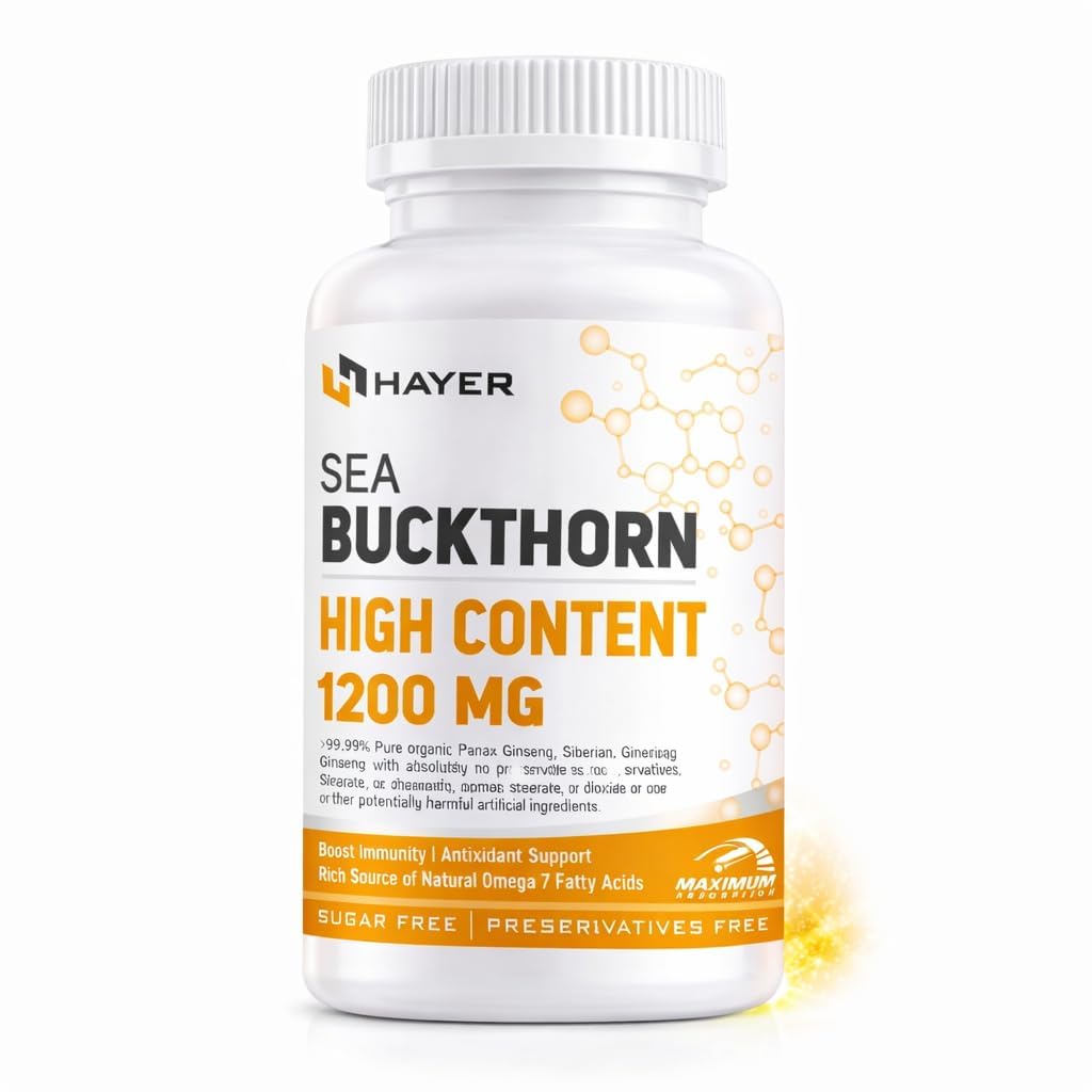 Hayer Sea Buckthorn Seabuckthorn, Help boost Omega 3,6,7,9 Levels 99% High Strength Sea Buckthorn Supplement 60 Tablets