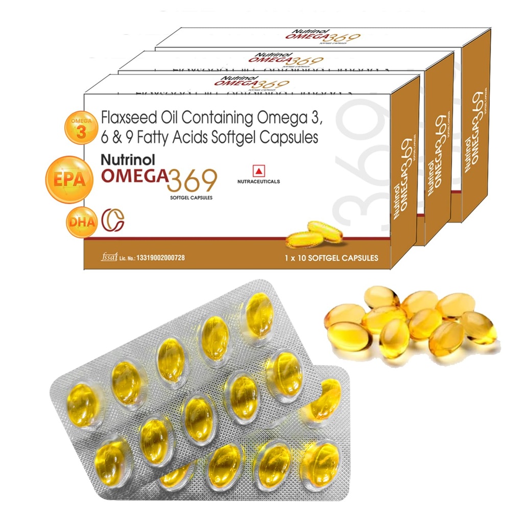 KNOLL HEALTHCARE Nutrinol Omega 3 6 9 Multivitamin Supplement for Men & Women (450 mg Omega Oil Concentrate with Flaxseed & Blackseed Oil) Fatty Acids (Omega 3 6 9, 30 Capsules)