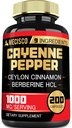 Cayenne Capsules de poivre avec racine curcumin curcumin curcuma, Berberine HCl, Ceylan Cinnamon Bark & More - 200 Capsules - Soutien Digestion santé, système immunitaire et équilibre corporel