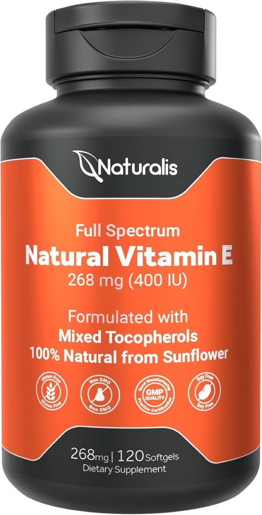 Naturalis Sunflower Vitamine E 268mg (400 UI) avec des tocophérols mixtes
