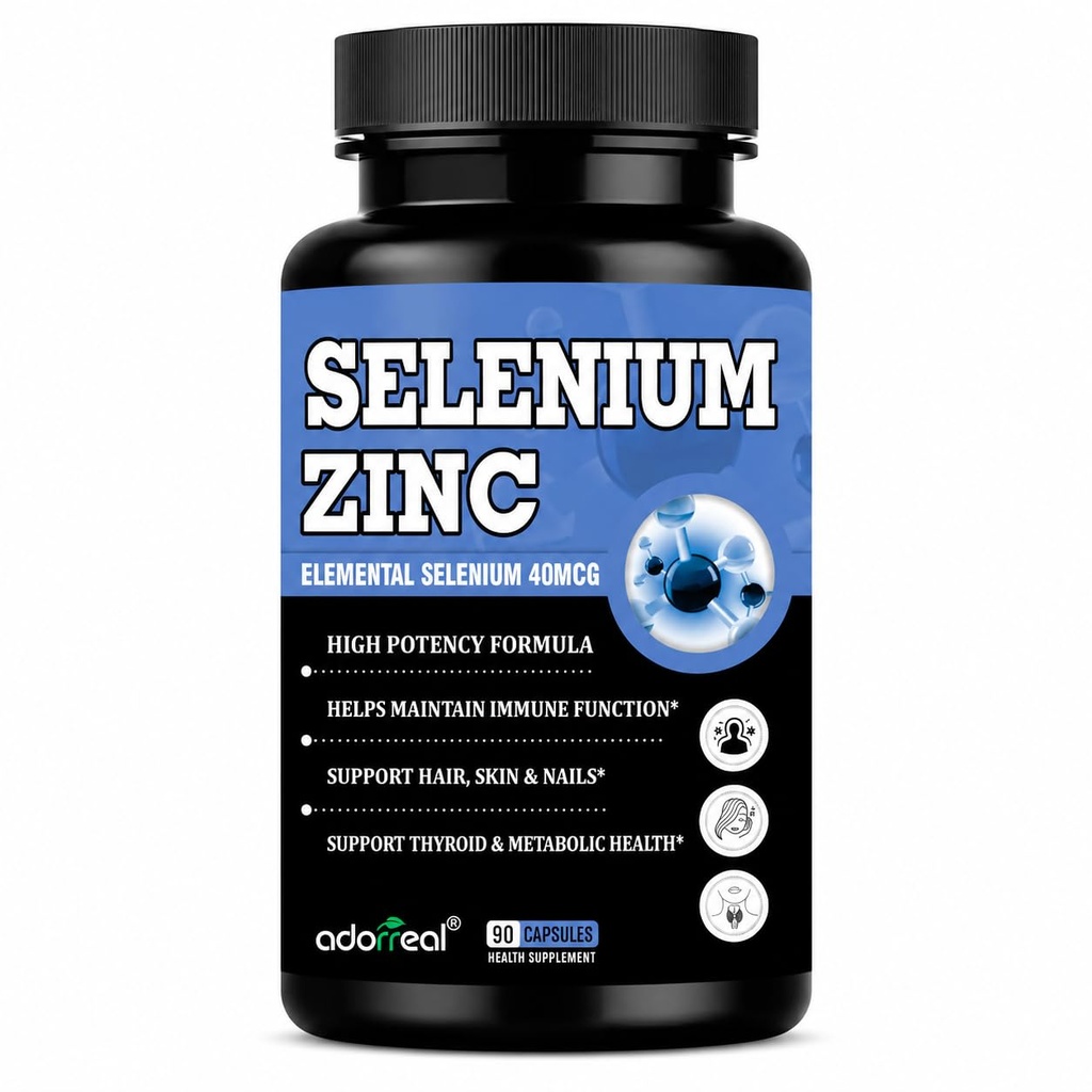 Selenium + Zinc Capsules | Elemental Selenium 40mcg + Elemental Zinc 13.2mg | Supports Immunity, Hair, Skin & Nails | Vegetarian Health Supplement | 90 Veg Capsules*