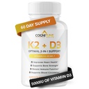 Vitamine D3 5000 UI avec supplément de vitamine K2 (MK7) - Capsules de santé Immune, coeur et os Premium - Complexe Vitamine K2 D3 avec 5000 UI de vitamine D3 et 90 μg de vitamine K2 mk7-60 Compte