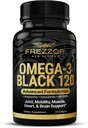 FREZZOR Omega 3 Noir - Capsules d'huile de moules à lisière verte, Fabriqué en Nouvelle-Zélande, UAF1000+, Pas d'arrière-goût de poisson, 120 Compte (paquet de 1)