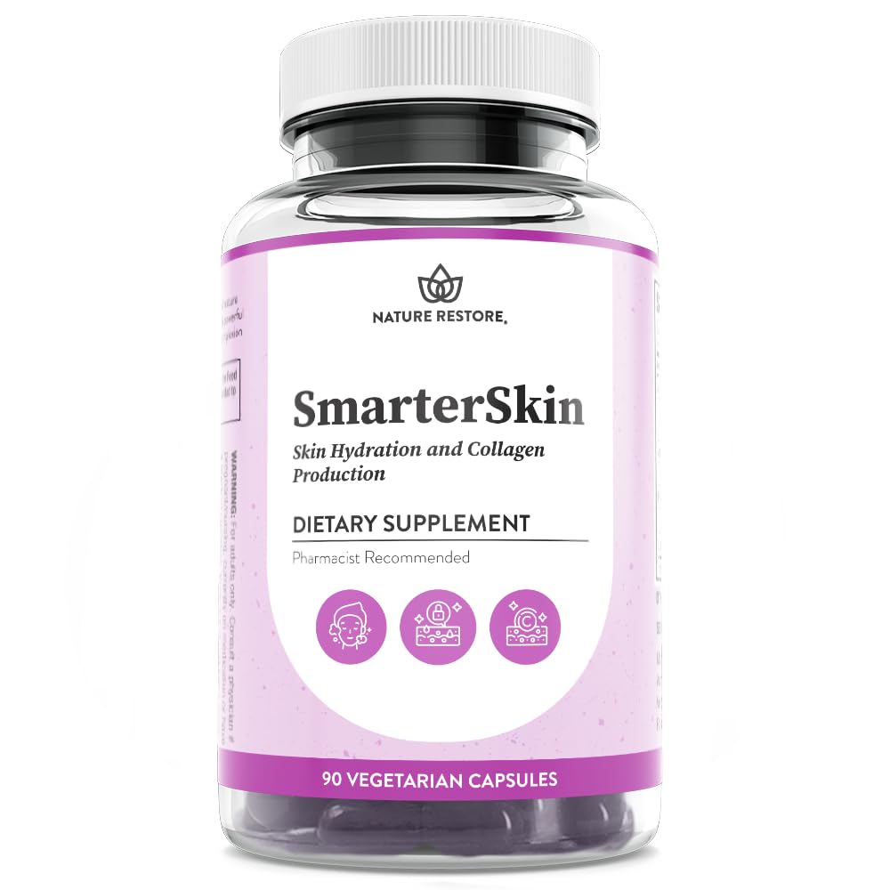 La peau plus intelligente, la santé de la peau nourrissante à l'intérieur, triple combinaison d'extrait de polypodium Leucotomos, FloraGLO, Verbasnol, 60 Capsules Vegan