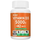 NutriJa Vitamin D3 5000IU + K2 MK-7 100mcg - 60 Capsules | High Strength Vitamin D3 with K2 Menaquinone-7 | Bone, Calcium & Daily Wellness Support | No Artificial Colours, Fillers or Preservatives