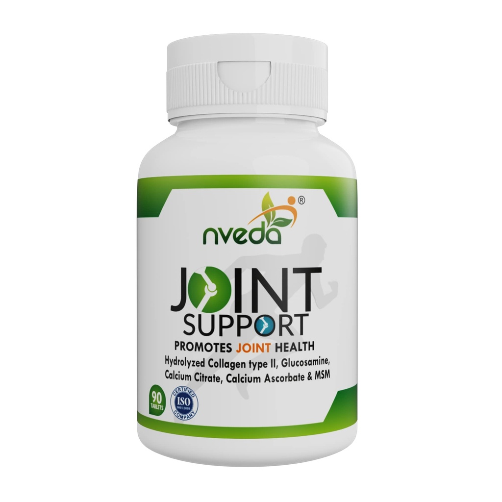 Nveda Joint Support Tablets with Collagen Type II, Glucosamine, MSM & Calcium for Joint Mobility, Cartilage Support & Bone Health for Men & Women, 90 Tablets