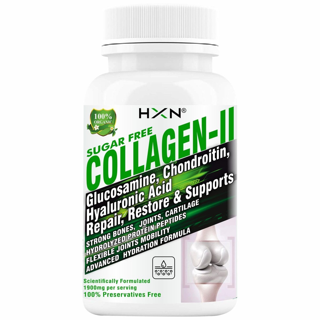 HXN Joint Support Supplement Collagen Type 2 Glucosamine,Chondroitin,MSM,Boswellia,Hyaluronic Acid Supplements,Vitamin D3,Hydrolyzed Collagen Peptides For Healthy Bone,And Joints- 60 Tablets,250 grams