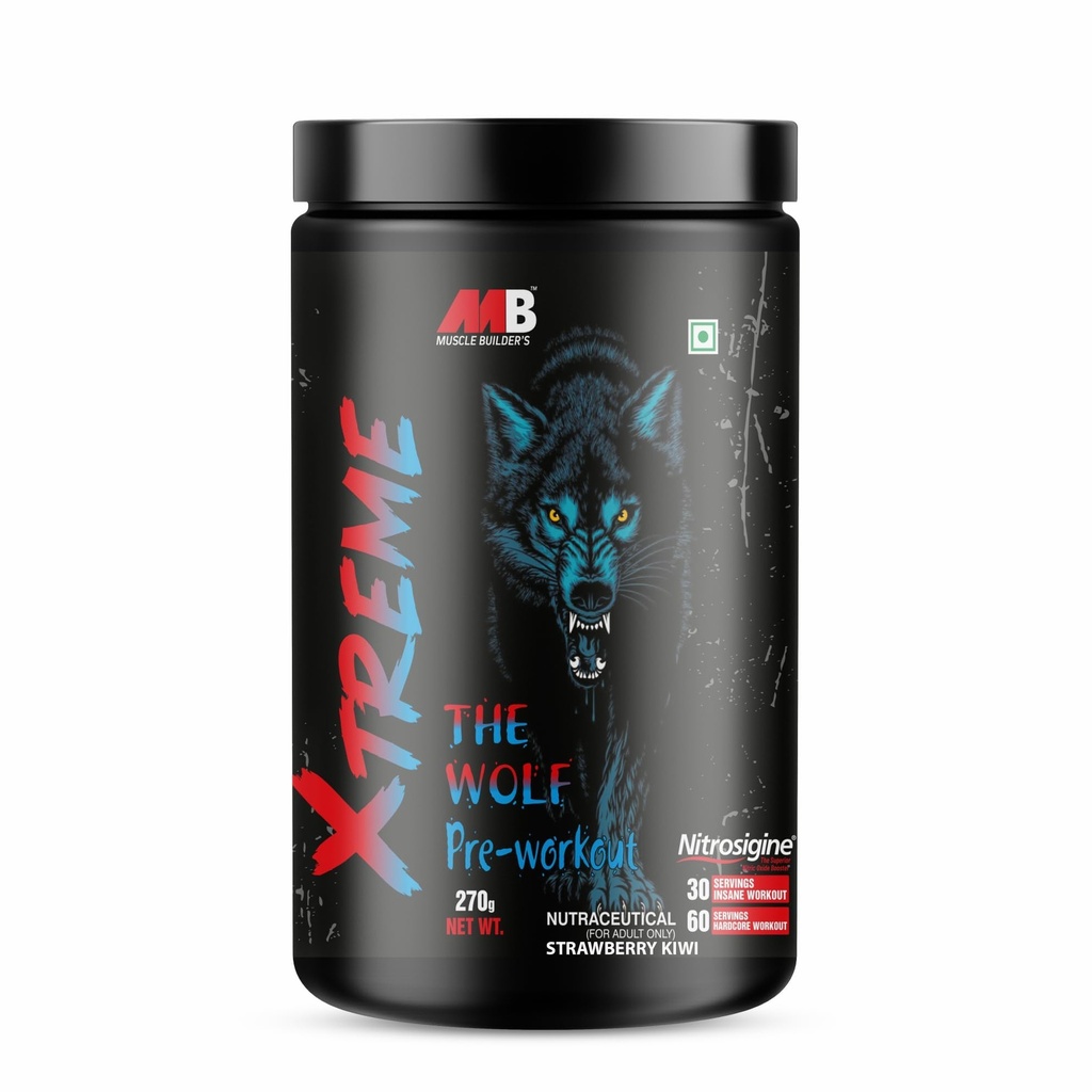 Muscle Builder Advanced Pre-Workout Powder, Increases Blood Flow, Boosts Strength and Explosive Energy, Improves Exercise Performance | Massive Pump | Laser Focus with Nitrosigine - Nitric Oxide Booster & Powerful Preworkout Energy Powder [60 Servings, Strawberry Kiwi]