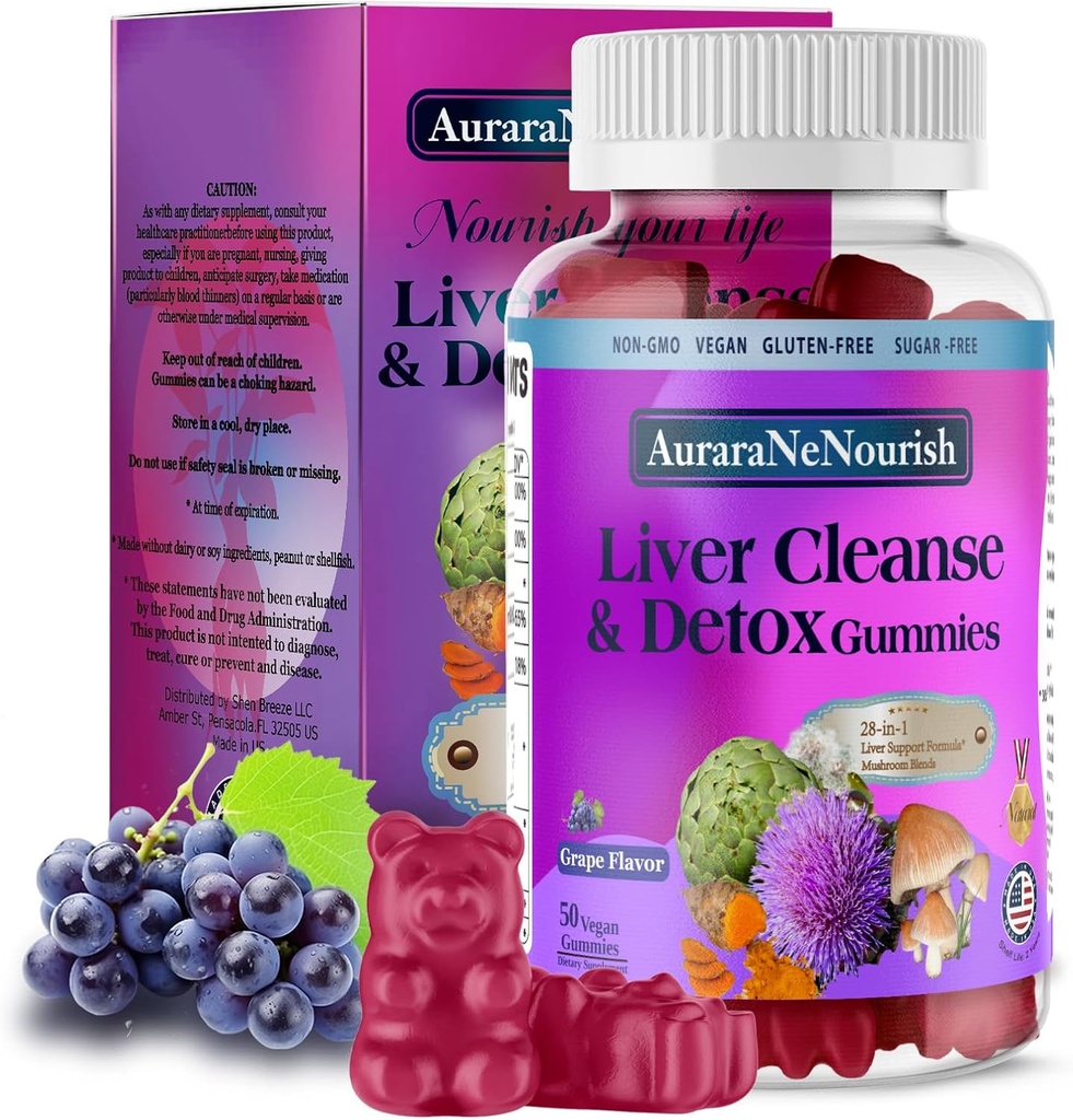 Supplément de foie Gummies, 28-en-1 Liver Detox w/Milk Thistle Silymarin, Artichoke, TUDCA, haute puissance Formule de santé foie Dose pour votre foie Cleanse Detox réparation Renouveler et soutenir