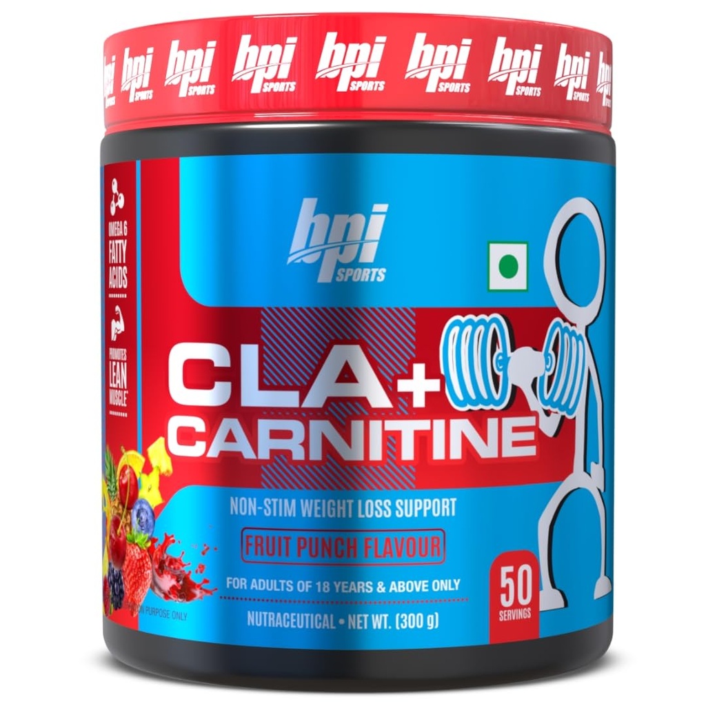BPI Sports CLA + Carnitine – Conjugated Linoleic Acid – Performance, Lean Muscle – Caffeine Free – For Men & Women – 300 gms– 50 servings – Fruit Punch