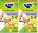 Tetley Green Tea Slim Care, With Added L-Carnitine, Helps Burn Body Fat, Boosts Energy, Low Calories, Delicious Natural Lemon and Honey Flavours, Makes 25 cups (Pack of 2)