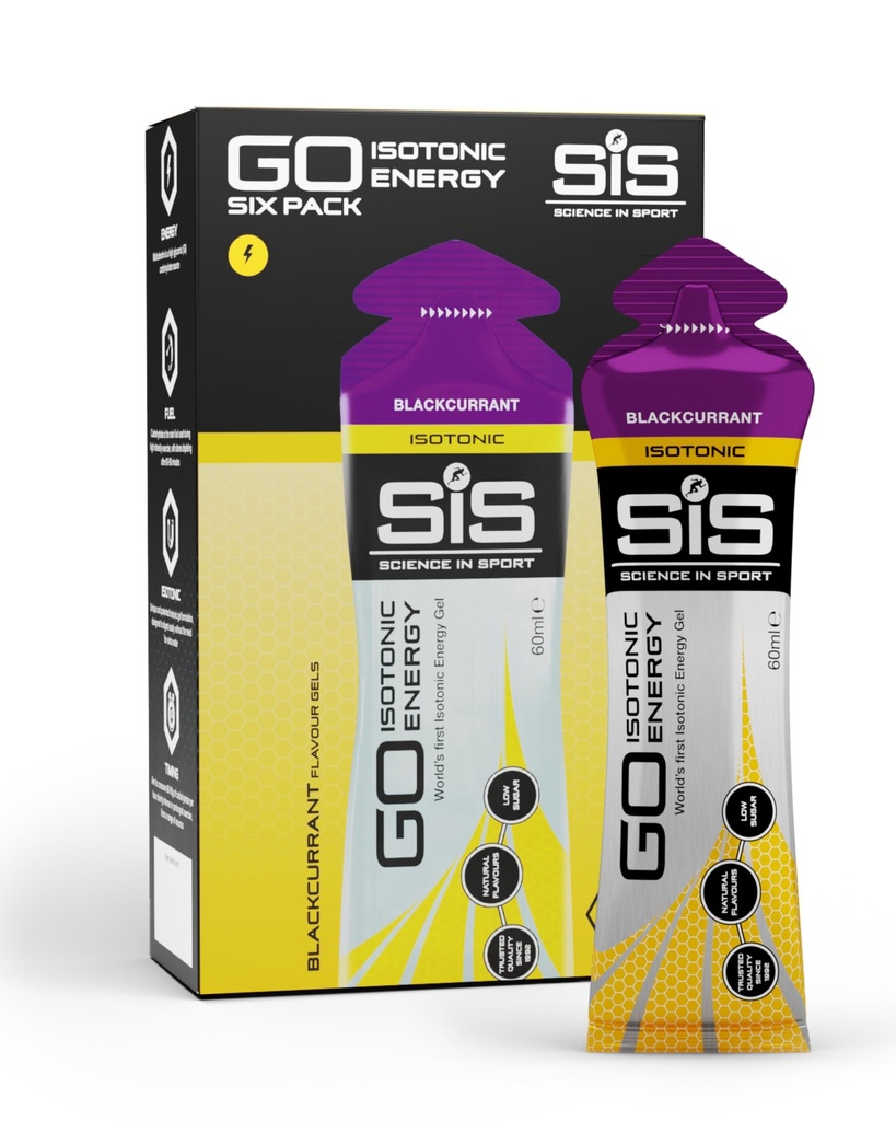 Regular, Blackcurrant, Box of 6: Science in Sport Go Isotonic Energy Gel, 60 ml - Blackcurrant, Pack of 6