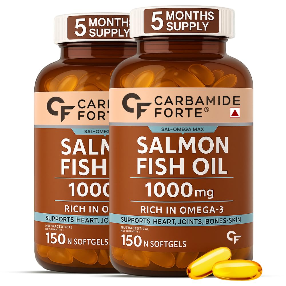 Carbamide Forte Salmon Fish Oil Omega 3 Capsule 1000 mg - Pack of 300 Softgel Capsules
