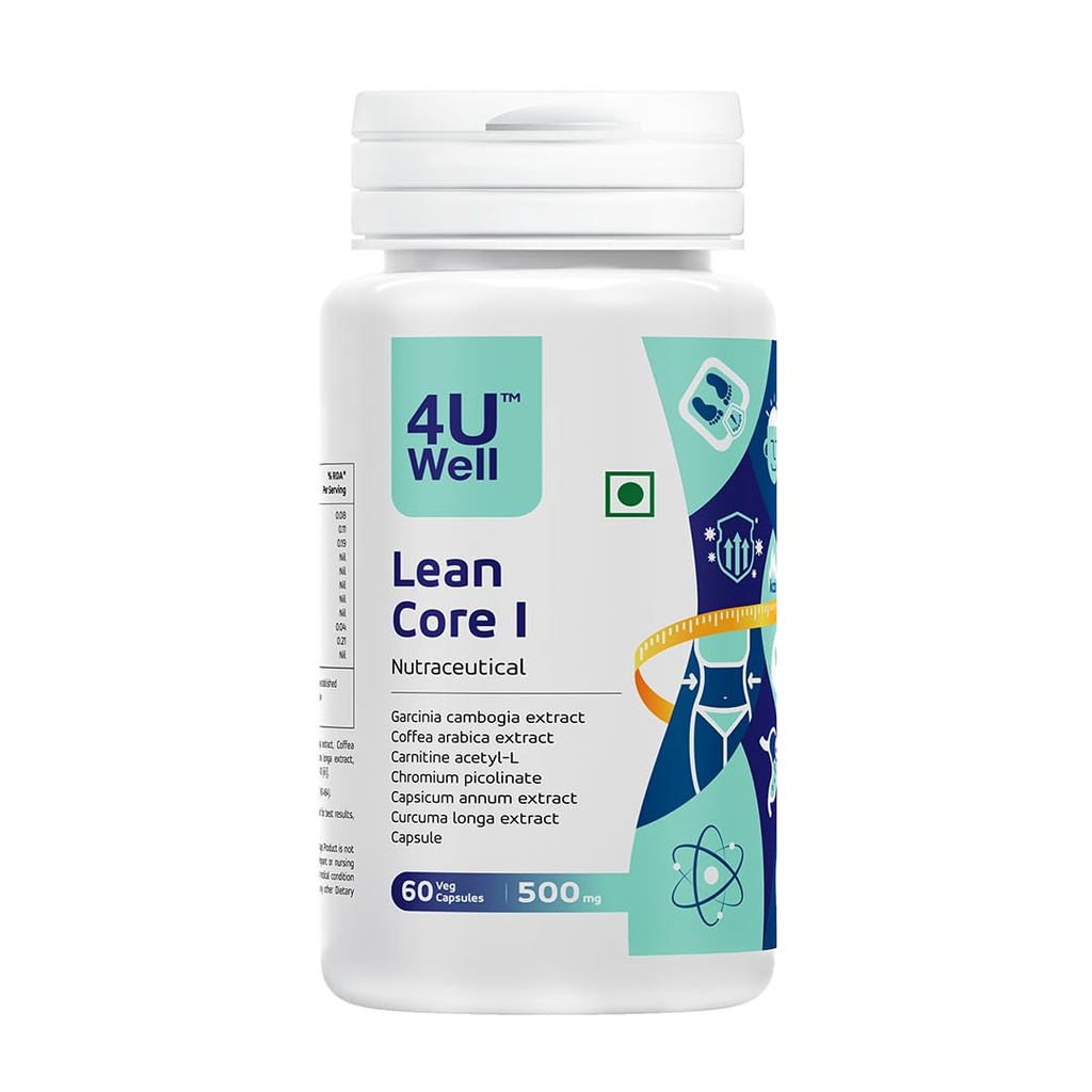 4UWell Lean Core I Fat Burner Supplement for Men & Women | Weight Loss Support Capsules | Boosts Metabolism, Energy & Fat Burning | Natural Ingredients | Gym & Fitness Support | 60 Capsules