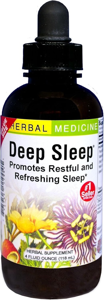 Herbs Etc. Deep Sleep Classic Liquid Extract - Supplément à base de plantes pour le soutien naturel et doux du sommeil - Supplément de sommeil reposant avec la passionflower, la camomille et le citron baume - 4 fl oz (157 portions)