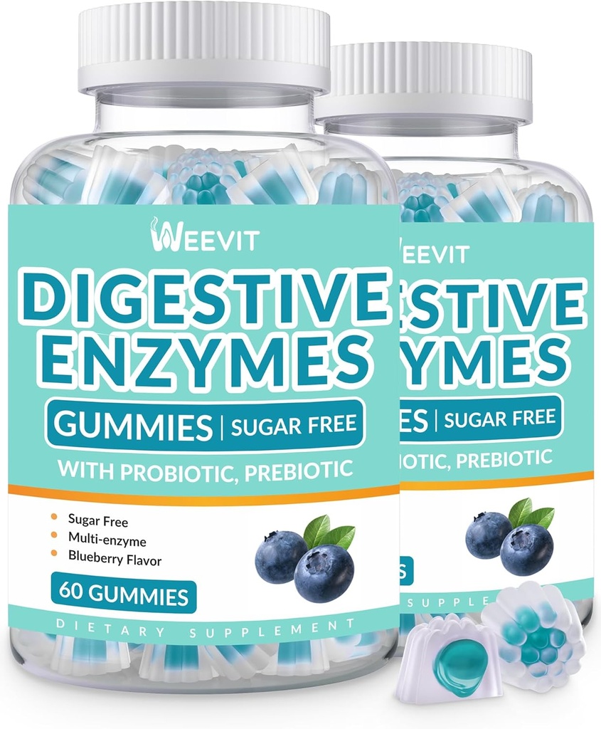 Enzymes digestifs Gummies, Enzymes digestifs à croquer pour les femmes et les hommes avec des probiotiques et prébiotiques mélange, sans sucre