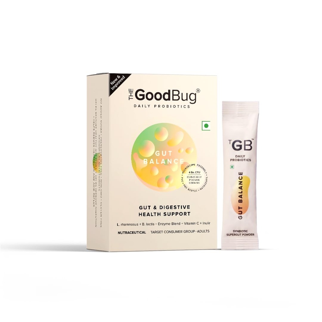 The Good Bug New & Improved Overall Digestive Health Gut Balance Probiotics Supplements- 3Bn Cfu Of Clinically Proven Strains | Aids Digestion, Enhances Nutrient Absorption & Metabolism |30 Days Pack