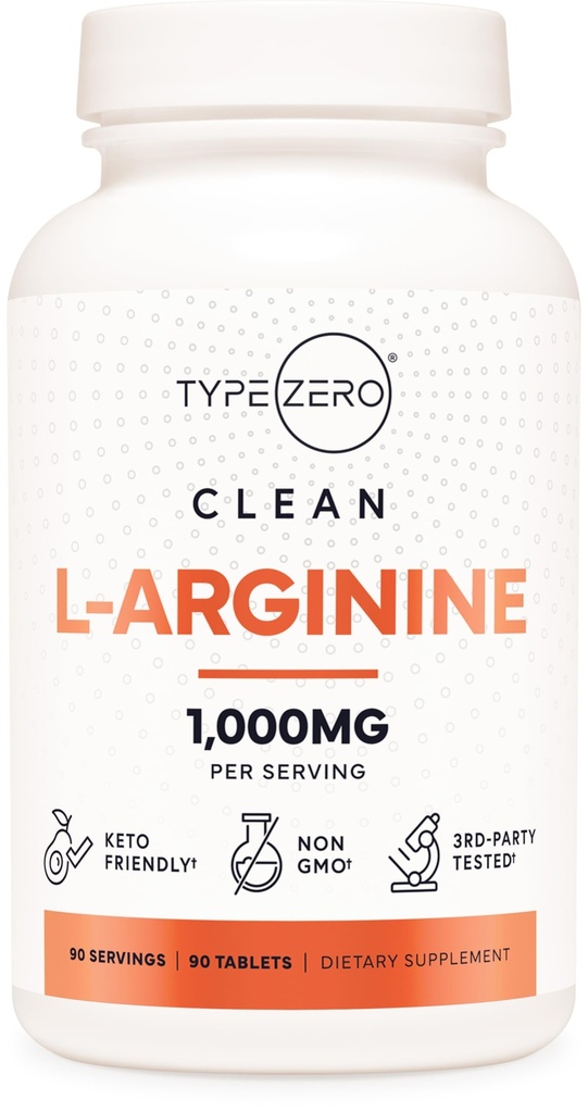 Type Zero L-Arginine 90 Tablets 1,000 mg per Serving - Non-GMO