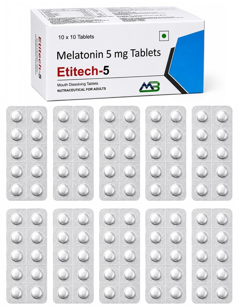 Melatonin 5mg Chewable Tablet | Sleep Support (100-Tablets) 1 Box