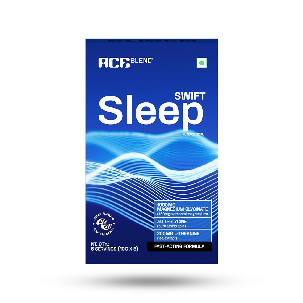Ace Blend Swift Sleep 10 Servings | Natural Sleep Supplement With Magnesium Glycinate, L-Theanine And Glycine | Deep Sleep Support | Stress Relief | Relaxation | Restful Night - For Men & Women