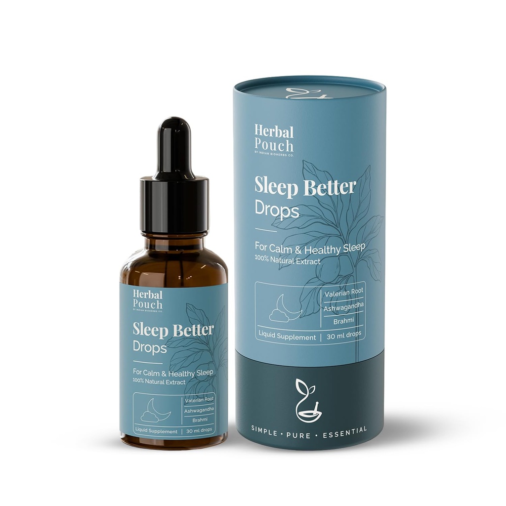 Sleep Better Drops for Natural Deep Sleep Support | Ayurvedic Sleep Aid with Ashwagandha, Brahmi, Valerian, Nutmeg, Rosemary & Licorice | Melatonin Free Non-Habit Forming Drops for Deep Restful Sleep & Stress Relief | 30 ml