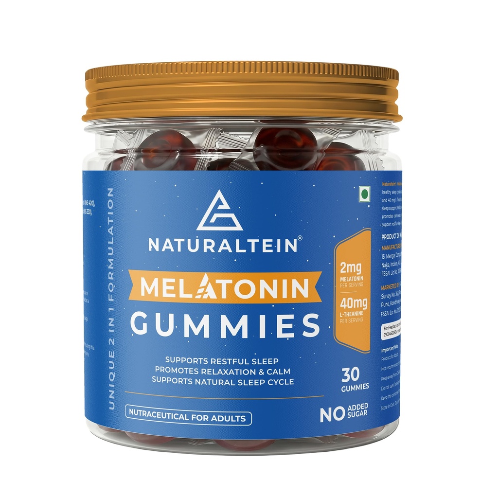 NATURALTEIN Sleep Gummies with 2 mg Melatonin & 40 mg L-Theanine -30 Gummies | Natural Sleep Cycle Support | Calm & Relaxation Support