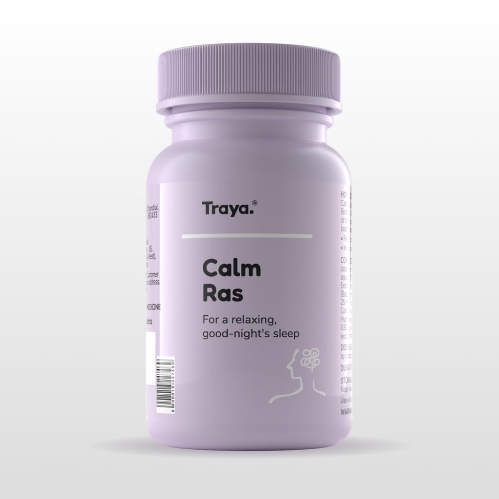Traya Calm Ras | Ayurvedic Supplements for Anxiety, Stress Relief, and Better Sleep | Consists Ashwagandha, Brahmi, Arjuna, and Jatamansi | 60 Tablets