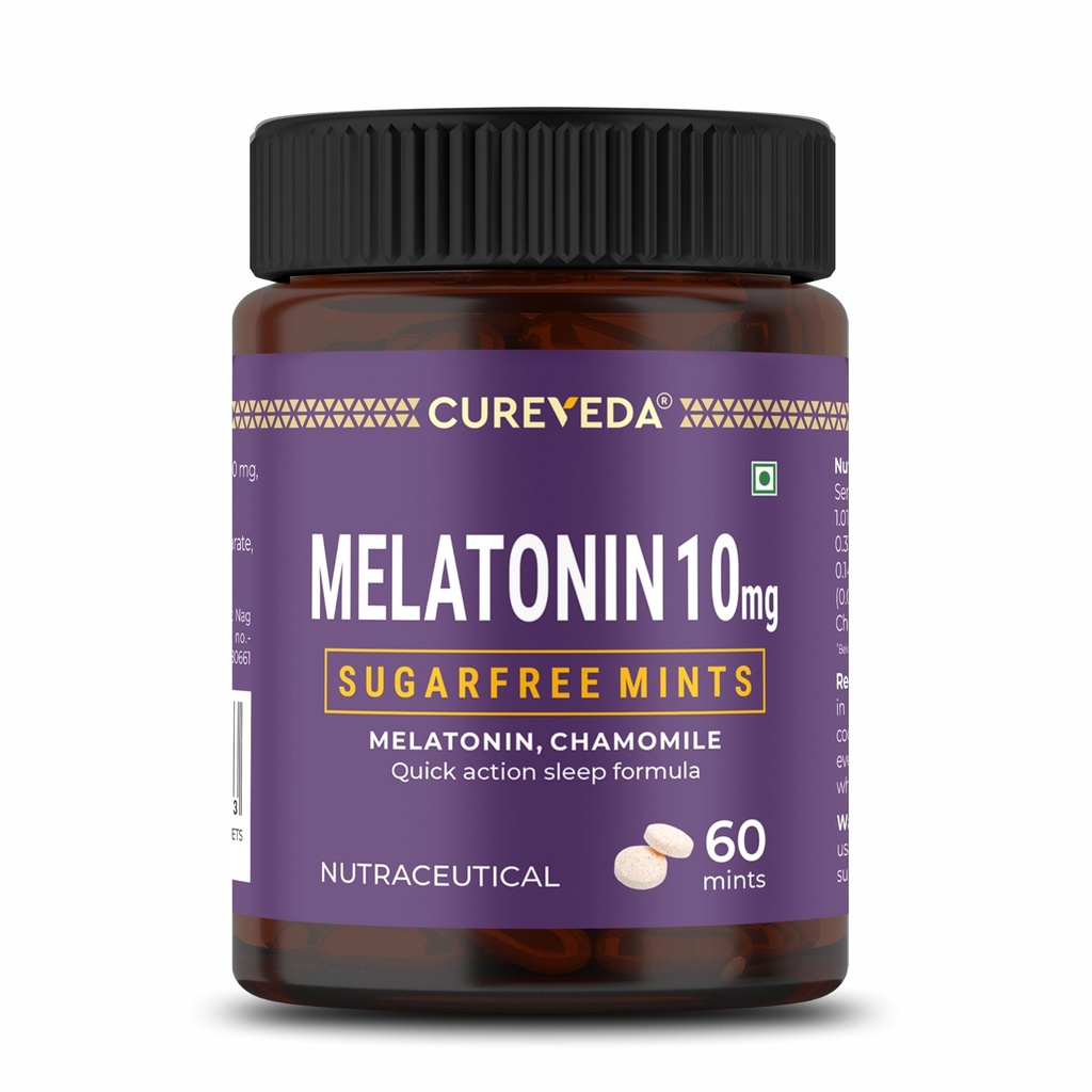 Melatonin 10mg Sleep Support Sublingual Mints 60 Mints | Fast Dissolve Oral Sleep Aid with Chamomile | Deep Sleep Supplement for Adults | Non Habit Forming Natural Sleep Aid, Vegan Sugar Free