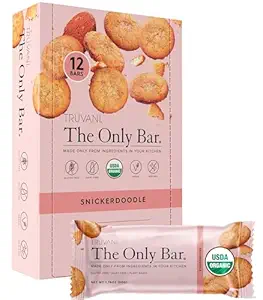 Truvani à base de plante Snack Bars de snickerdood 12 Pack de 5g de protéines USDA biologique et végétalien Le seul bar de lait, de soja et sans gluten