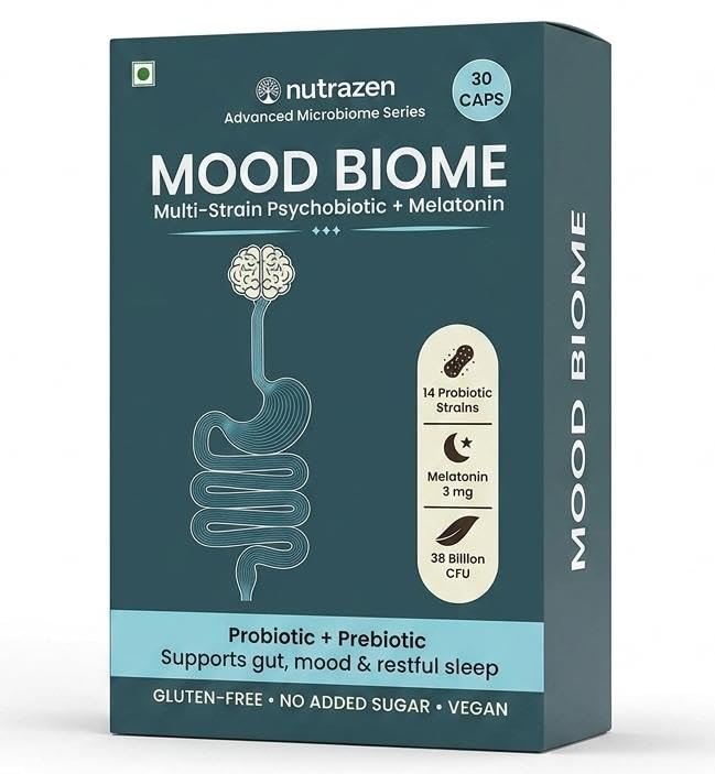 Mood Biome - 30 Capsules | Psychobiotic + Melatonin Capsules