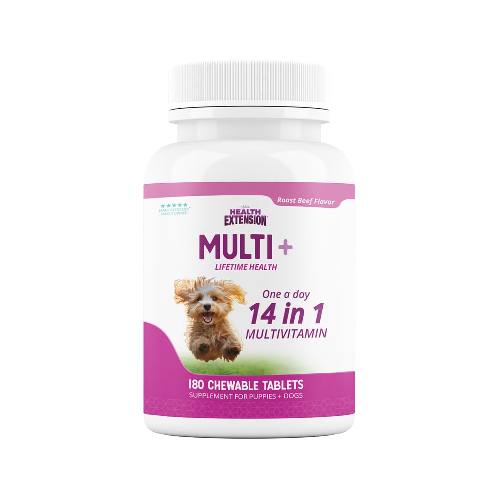 Multivitamines et comprimés minéraux à vie pour chiens et chiots, 180 comprimés - Immunis, Digestion, Soutien articulaire, Coat & santé de la peau