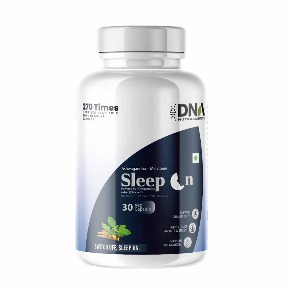 Sleep On with Shoden Ashwagandha Melatonin Herbal Extract Blend Unflavoured 30 Capsules Natural Sleep Support Stress Relief Calm Mind Deep Rest Formula Non Habit Forming Night Wellness Supplement