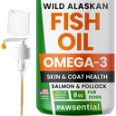Omega 3 Huile de poisson pour chiens et chats - Fabriqué avec de l'huile de saumon sauvage de l'Alaska; supplément d'huile de poisson liquide pour animaux de compagnie avec des acides gras Omega 3 EPA+DHA; ingrédients réels, véritable goût — confiance en Vets!