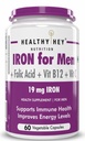 HealthyHey Nutrition Iron Supplement for Men -100% Chelated - With Vitamin B12, Folic Acid & Vitamin C for High Absorption (60 Veg Capsules)