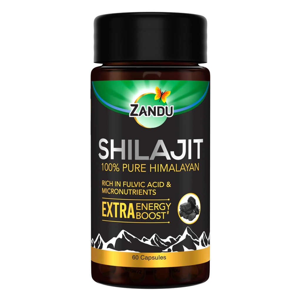 Zandu Shilajit Capsules, Infused with Goodness of Natural Shilajit Extracts, Helps Boost Immunity & Energy, Supports Metabolism -Pack Of 60 Vegetarian Capsules
