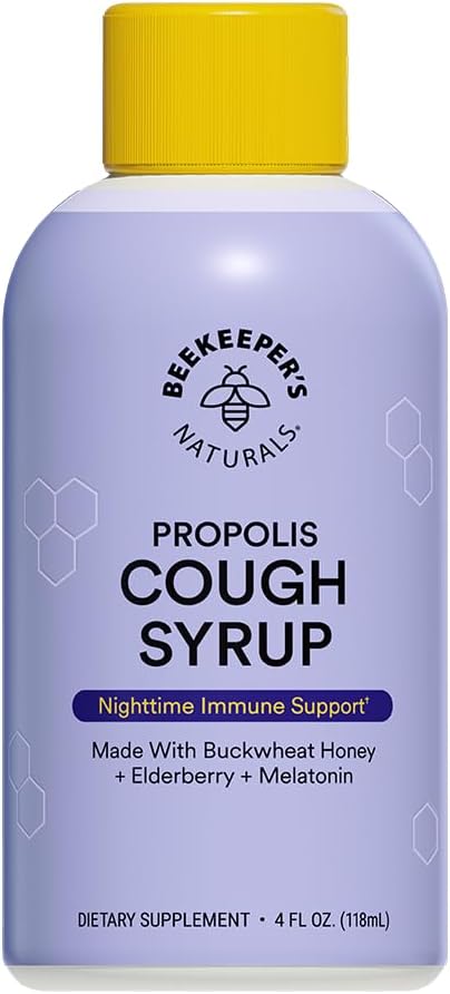 BEEKEEPER’S NATURALS B.Better Nighttime Cough Syrup for Adults - Elderberry Extract, Bee Propolis Extract, Buckwheat Honey - Immune Support, 4 oz