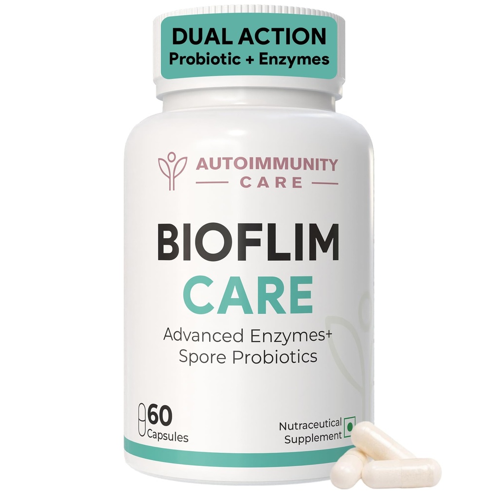 Autoimmunity Care Biofilm Care | Probiotics Supplement with Digestive Enzyme | Advanced Biofilm Defense for Gut Health, Digestion & Microbiome Support | Anti-Inflammatory Gut Cleanse for Men & Women | 60 Caps & Doses